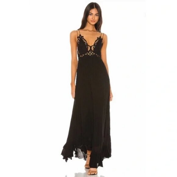 Free People Adella Maxi Dress in Black Size S NWT - Picture 7 of 9
